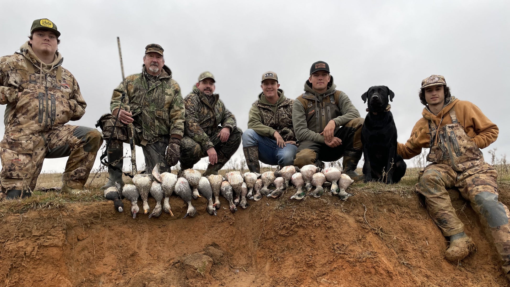Guided waterfowl with group of private hunters.